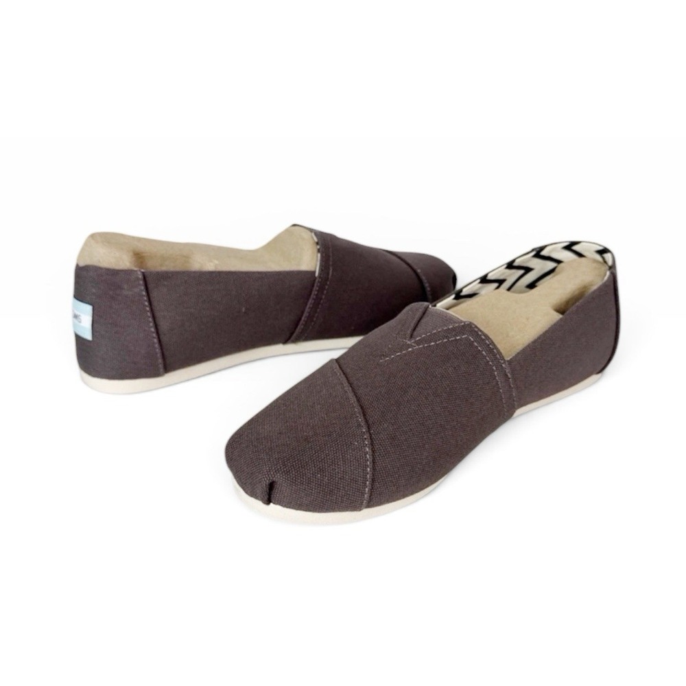 Toms Alpargata Women's 9.5 Flats Slip On Shoes Brown Ash Canvas Classic NEW